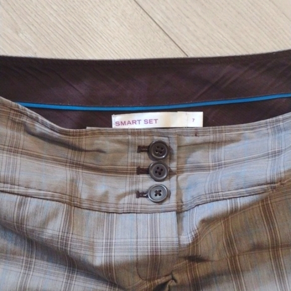 🆕 Women's Plaid w Teal Stripe  Cuffed 3 Button Bermuda Shorts By SMART SET!! - Picture 4 of 6